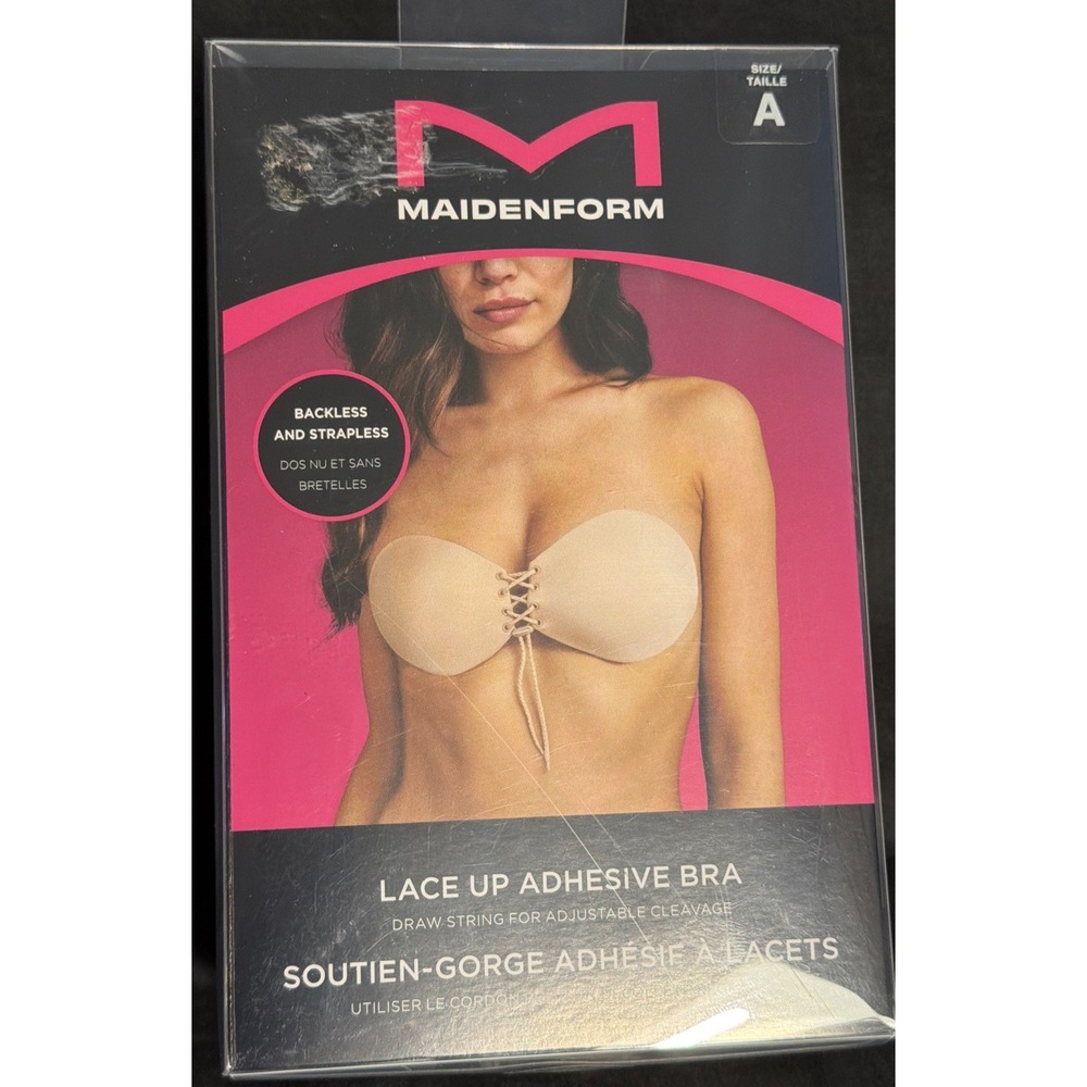 Maidenform Women's Lace-Up Adhesive Bra Size A Nude Backless and Strapless New
